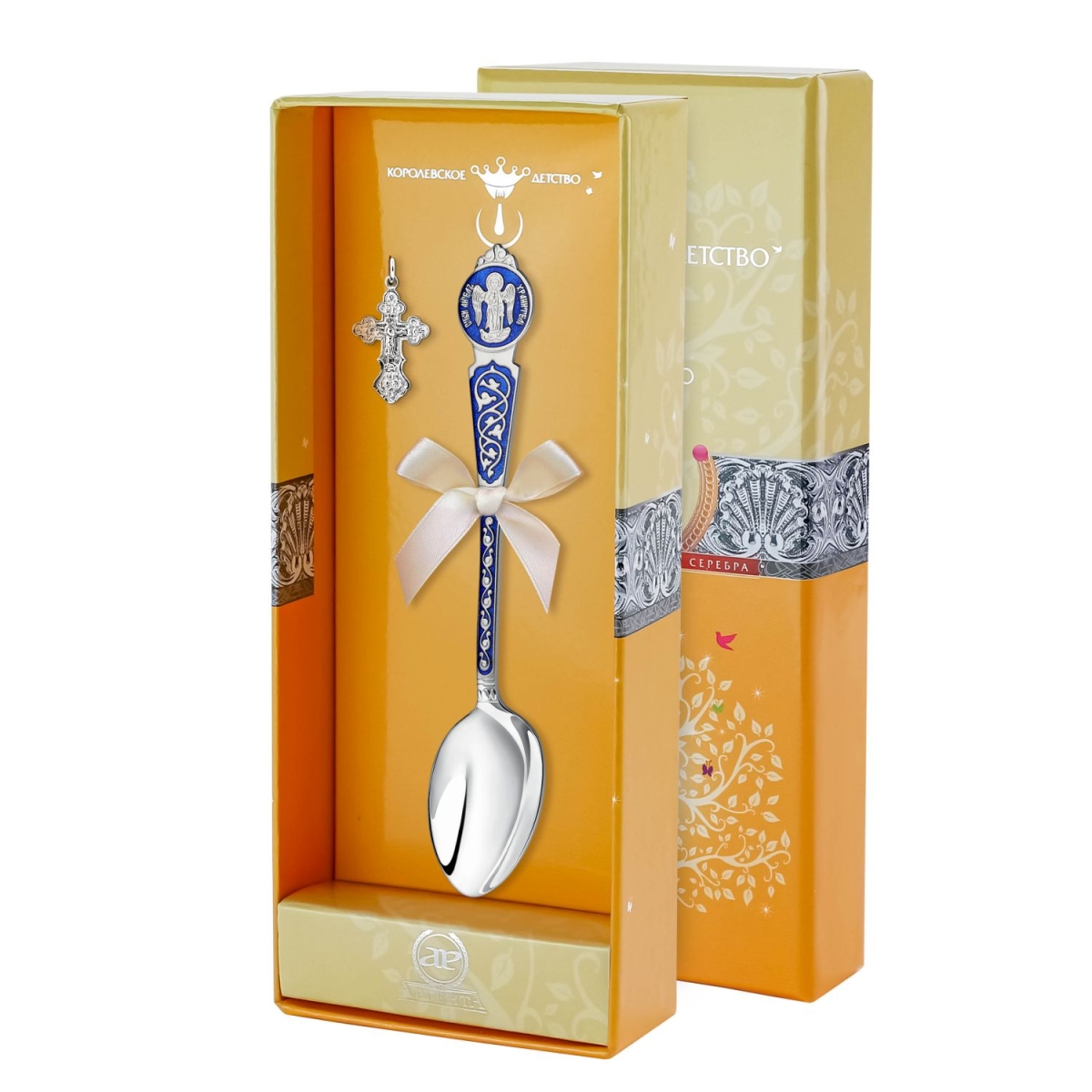 Набор 1027НБ00807_с "Крестильный Ангел Хранитель" с синей эмалью