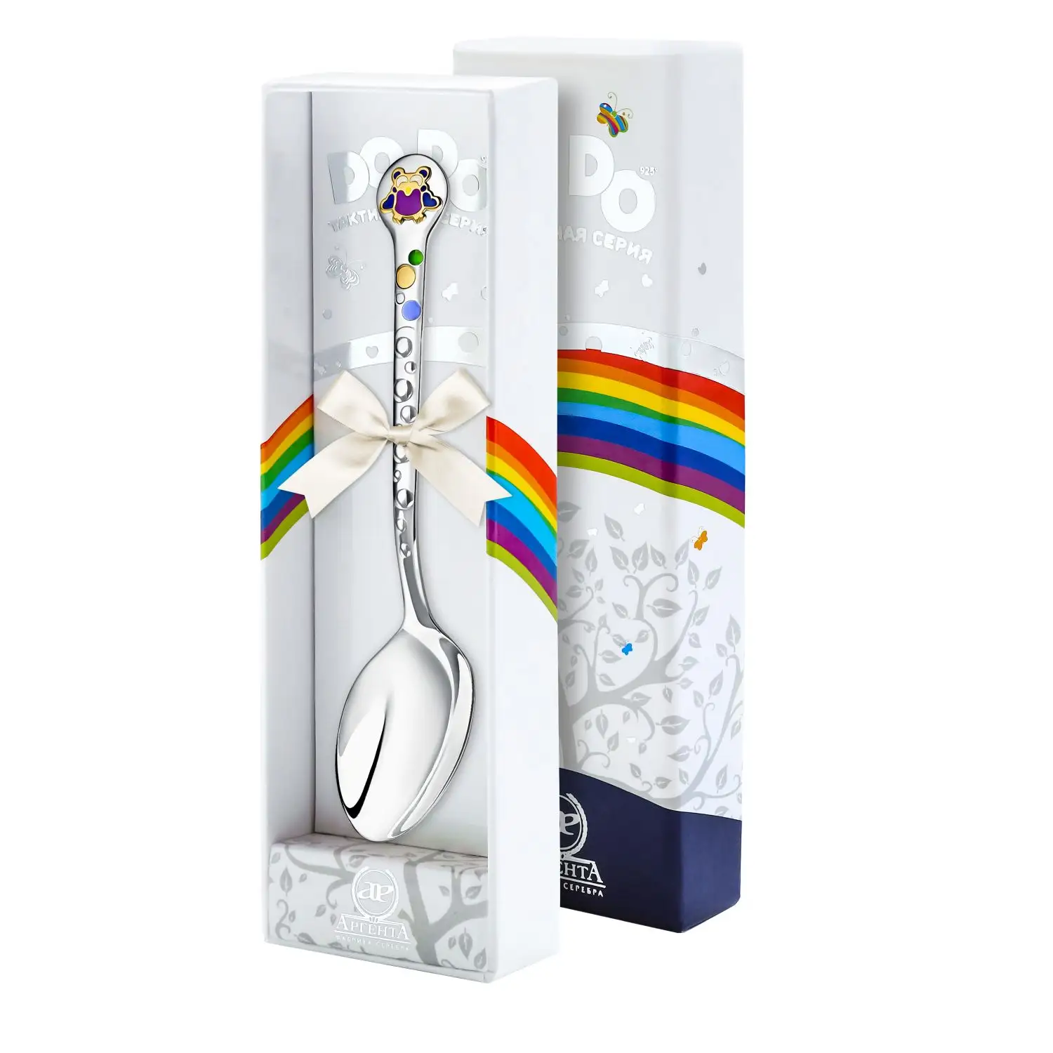 Ложка 892ЛЖ05808 детская DODO "Совенок" ч/п с эмалью + футляр