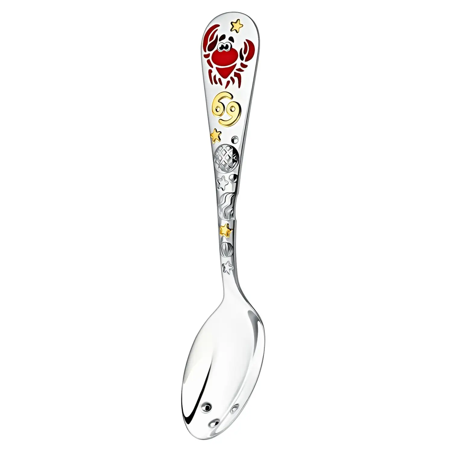 Ложка 1150ЛЖ05808 детская "Зодиак-Рак" ч/п с эмалью + футляр