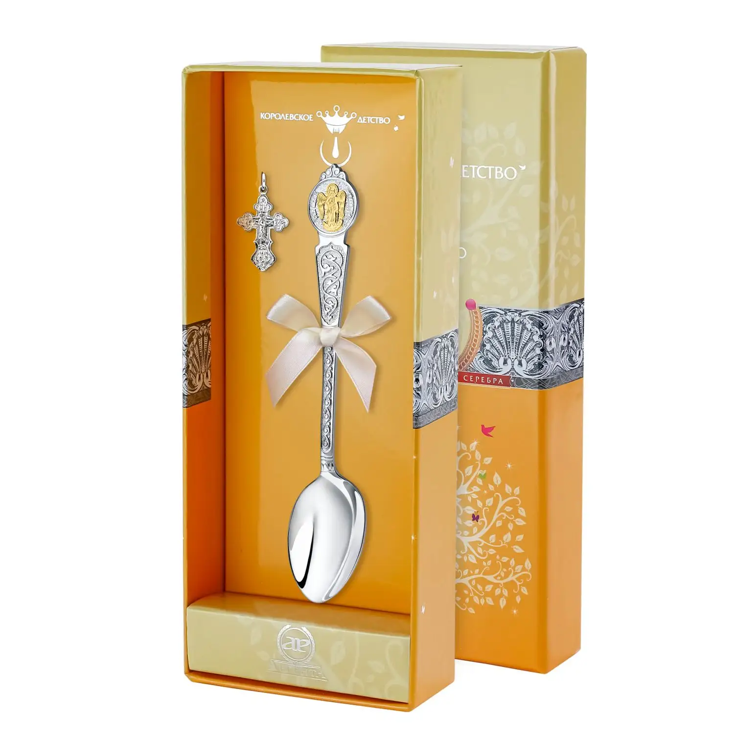 Набор 1027НБ00802 "Крестильный Ангел Хранитель" ч/п (ложка+кре