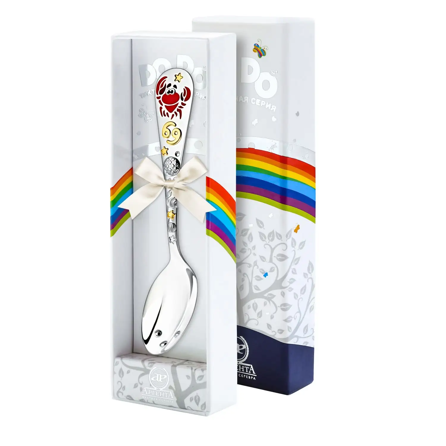 Ложка 1150ЛЖ05808 детская "Зодиак-Рак" ч/п с эмалью + футляр